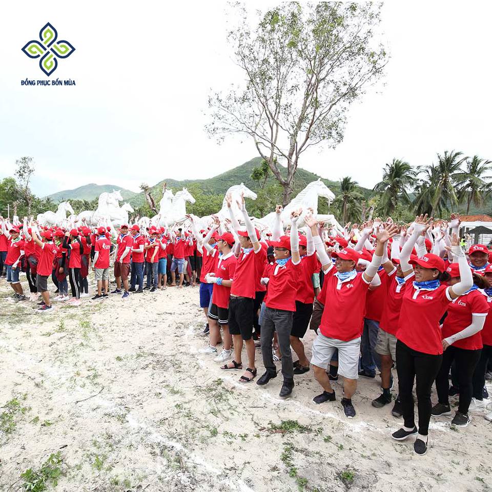 vải may áo team building