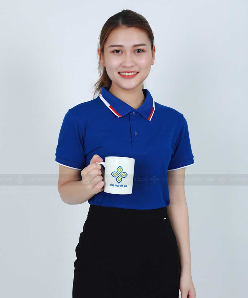 Áo phông công ty phối cổ xanh đỏ trắng 10 Kiểu dáng thiết kế áo phông đồng phục công ty
