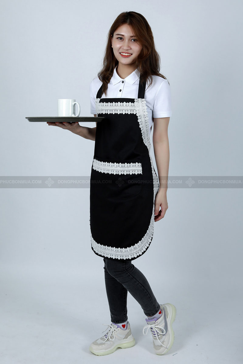 Chất liệu tạp dề đồng phục họa tiết ren