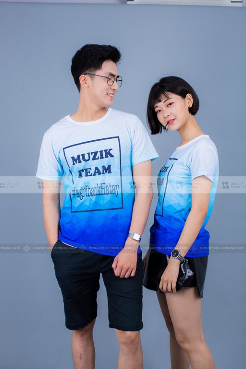 Áo team building Agribank Hà Tây gây ấn tượng mạnh với khách hàng thiết kế cổ tròn và dòng chữ “Muzik Team Agribank Ha Tay”