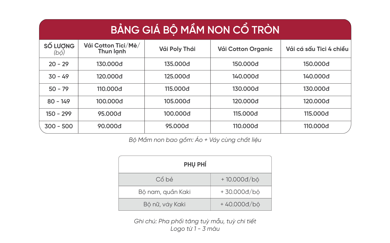 giá may bộ mầm non