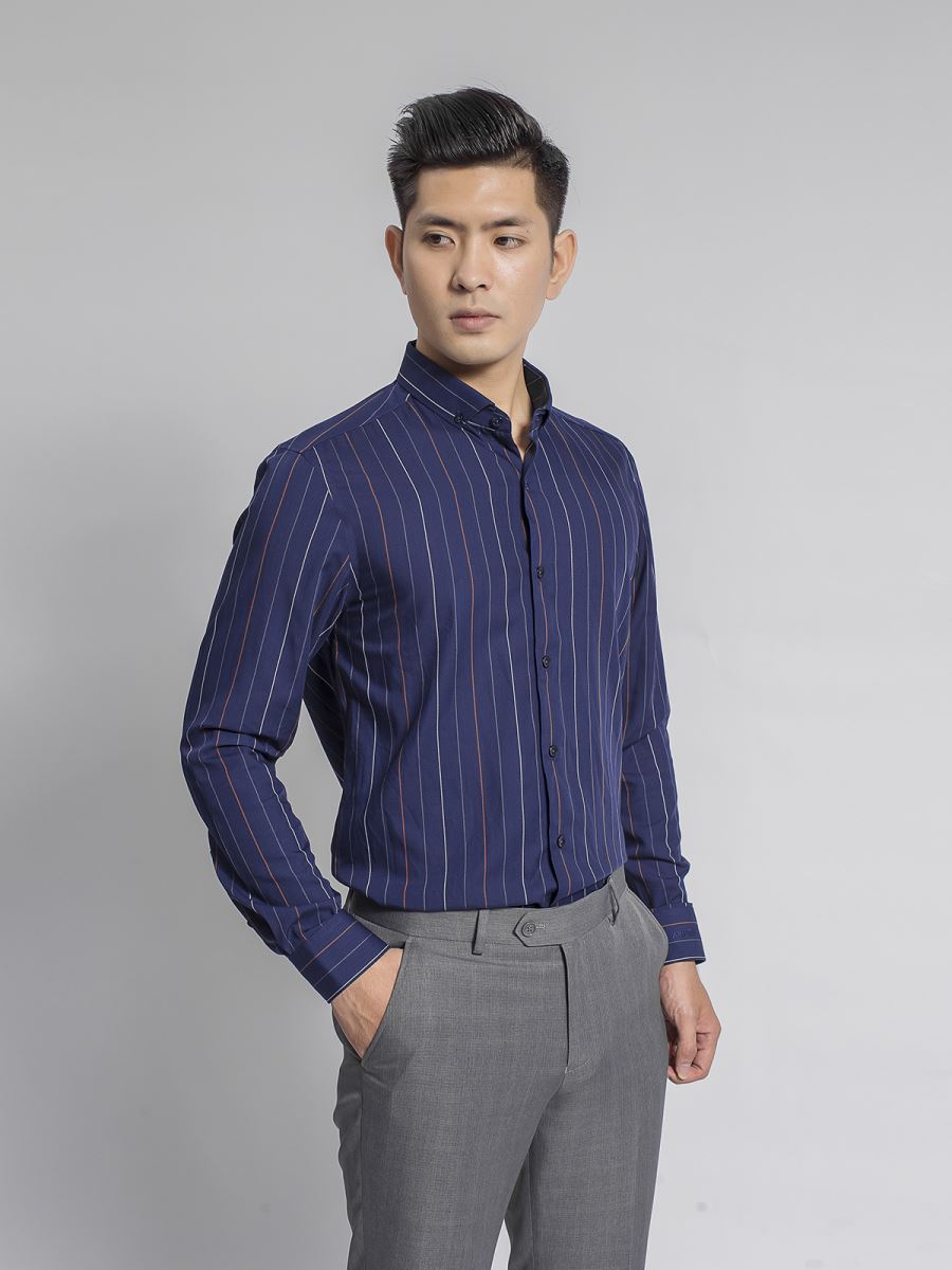 áo sơ mi nam đồng phục màu trầm kẻ