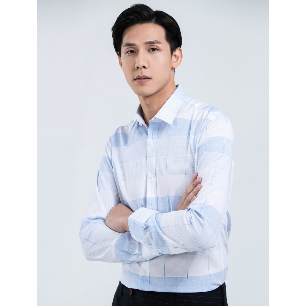 Áo sơ mi nam đồng phục hoạ tiết chìm