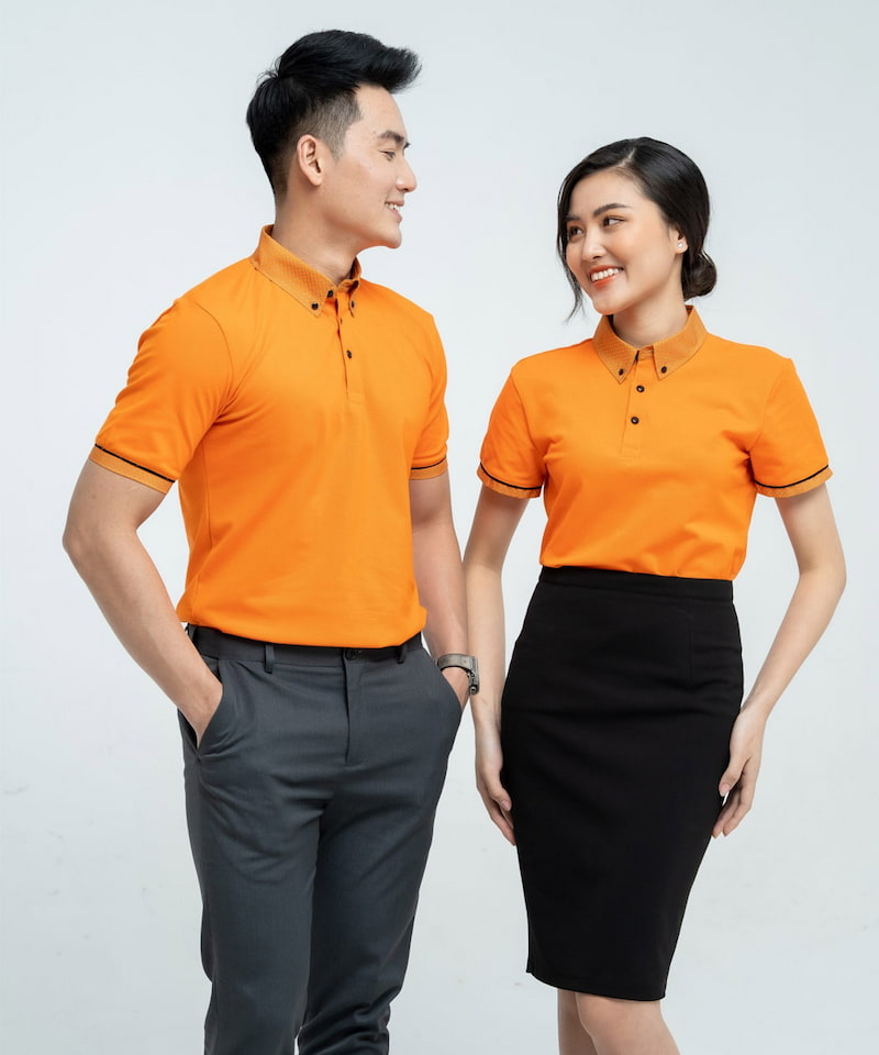 Áo thun có cổ đồng phục công ty màu cam, cổ họa tiết 15 Áo thun có cổ đồng phục công ty màu cam, cổ họa tiết