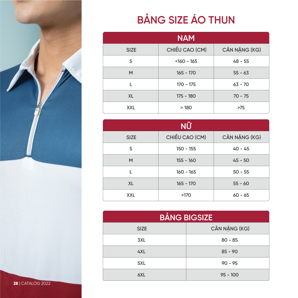 bảng size áo thun màu hồng