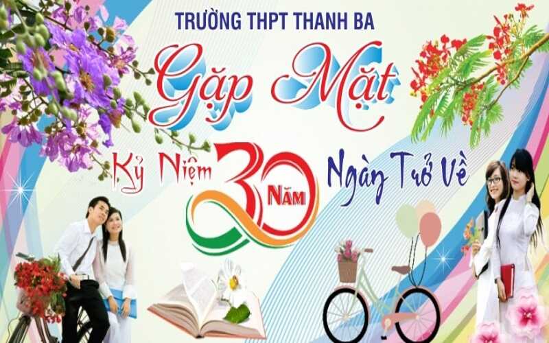 Backdrop 30 năm ra trường được thiết kế linh hoạt