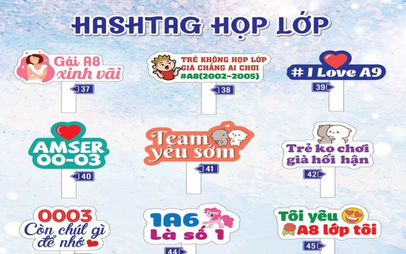 Những hashtag cầm tay họp lớp độc đáo