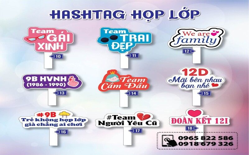 Những hashtag cầm tay họp lớp độc đáo