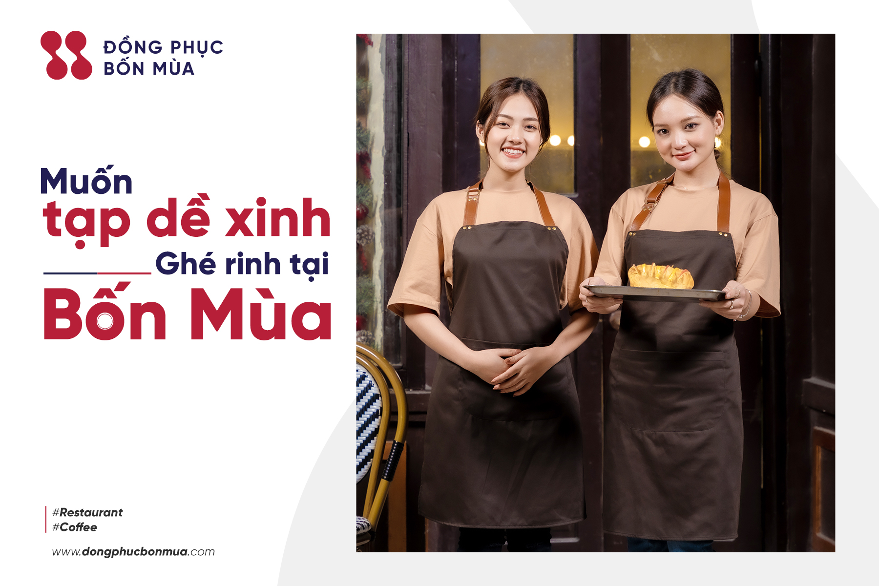 Đồng phục Bốn Mùa - Địa chỉ may đồng phục tạp dề màu nâu