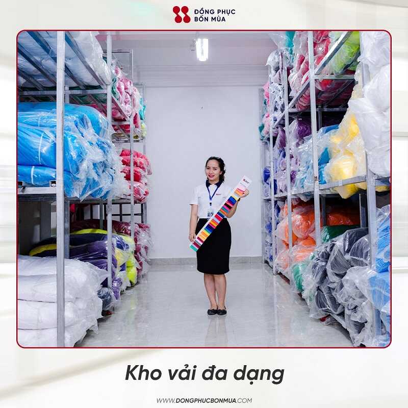 Kho vải số lượng lớn tại đồng phục Bốn Mùa
