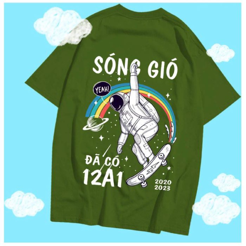 Áo lớp màu xanh rêu in slogan hay những câu thể hiện quan điểm độc đáo của lớp