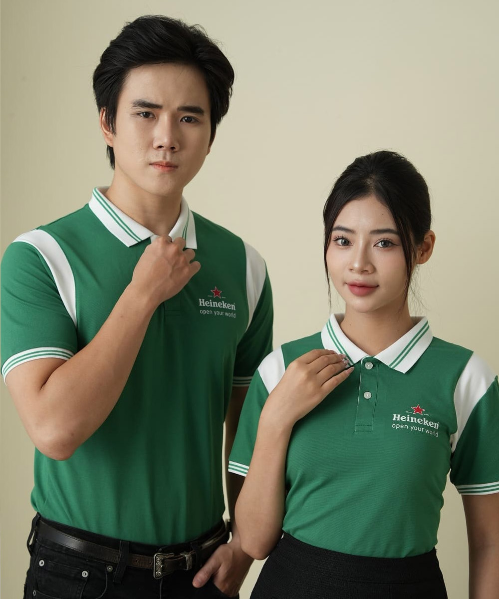 Mẫu áo polo đồng phục công ty Heineken màu xanh lá cây [BÁN CHẠY]