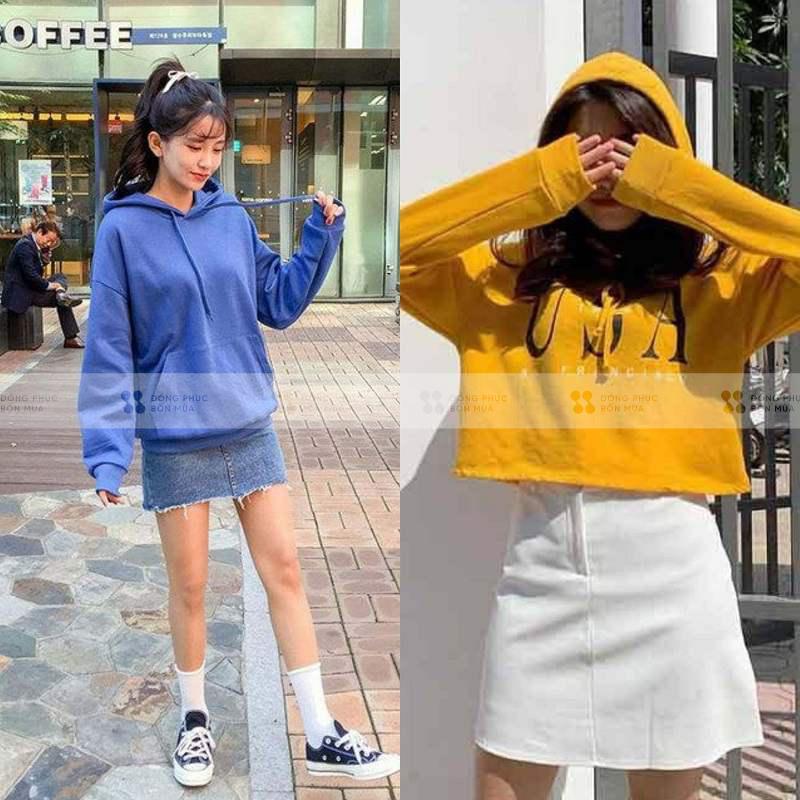 Cá tính với set đồ áo hoodie mix chân váy chữ A