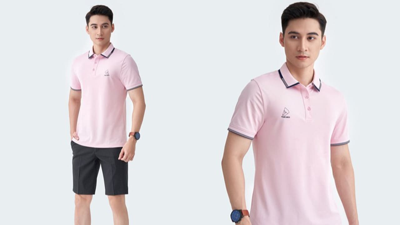 Mẫu áo polo màu hồng nổi bật