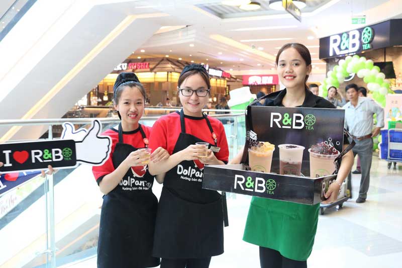 Đồng phục tạp dề thương hiệu trà sữa R&B