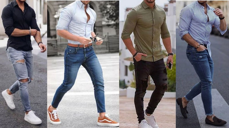 Sơ mi kết hợp với quần jean