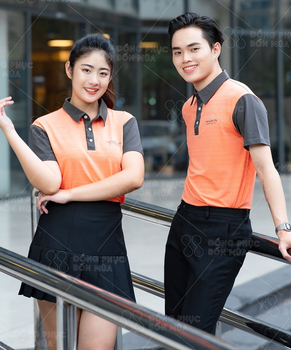 Áo đồng phục doanh nghiệp màu cam phối xám 10 Áo đồng phục doanh nghiệp màu cam phối xám - Ảnh 10