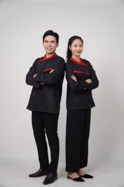Ao dau bep dai tay mau den 6