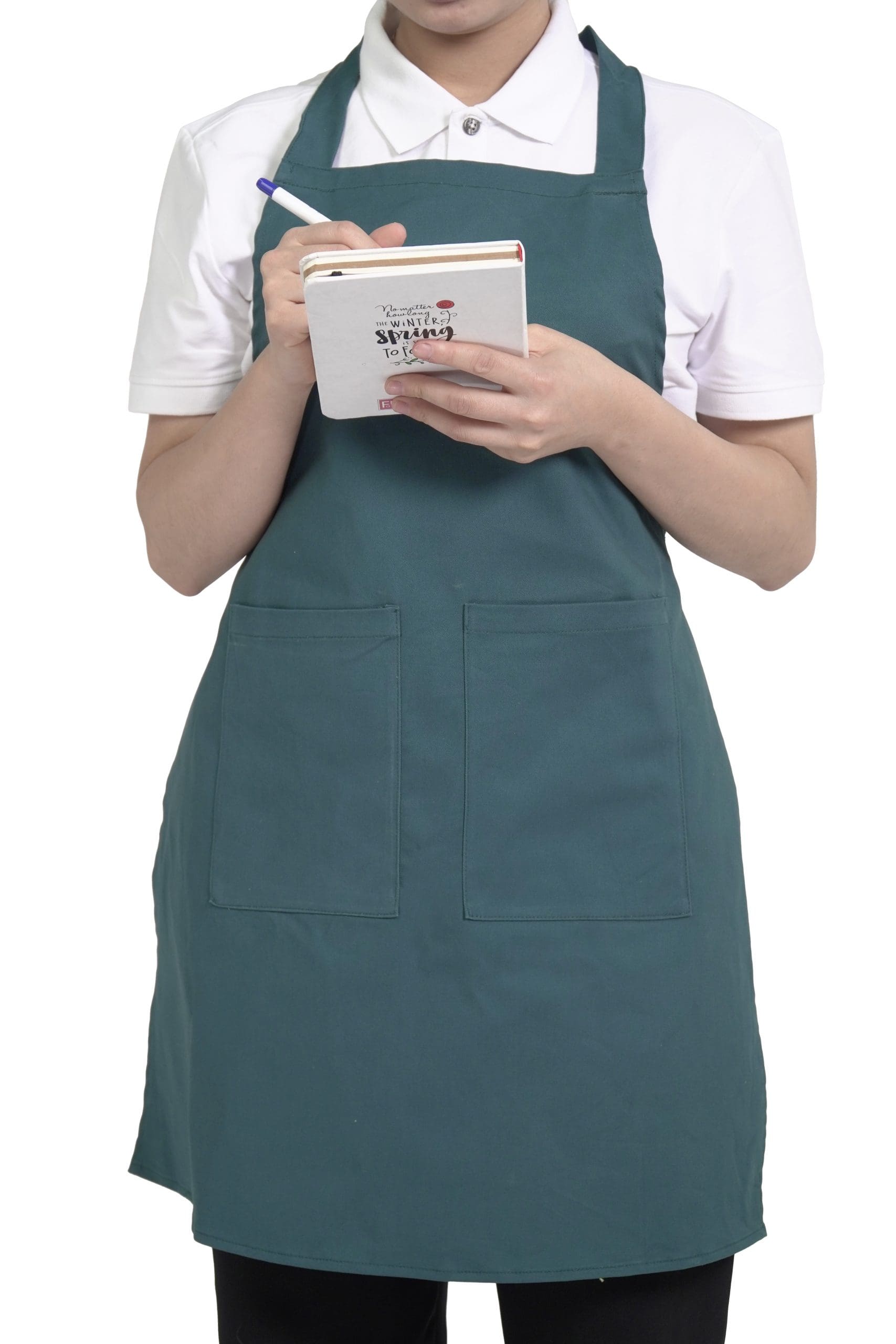 Tạp dề yếm cao cấp vải kaki trơn màu xanh phối 2 túi hộp 2 Tạp dề yếm cao cấp vải kaki trơn màu xanh phối 2 túi hộp - Ảnh 2