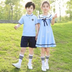 Đồng phục học sinh mầm non cổ bẻ màu xanh nước biển nhạt 8 Dong phuc polo hoc sinh tieu hoc 23