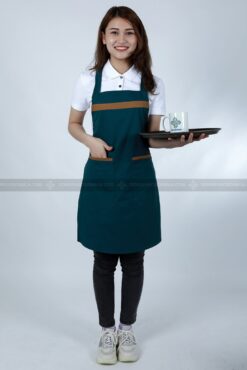 Tạp dề yếm cao cấp màu xanh phối rêu cam 5 GRE 5514