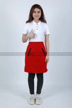 Tạp dề nửa người màu đỏ túi chéo