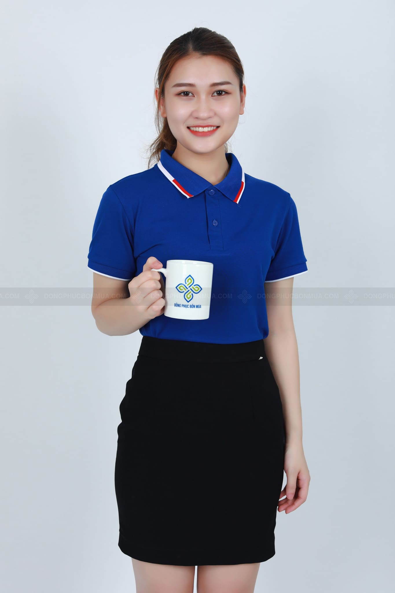 Áo phông công ty phối cổ xanh đỏ trắng 3 Áo phông công ty phối cổ xanh đỏ trắng - Ảnh 3