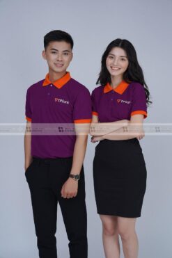 Áo thun đồng phục có cổ TP-Bank, Màu Tím Phối Cổ Cam 7 HAN05446 1