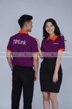 Áo thun đồng phục có cổ TP-Bank, Màu Tím Phối Cổ Cam 11 HAN05458 1