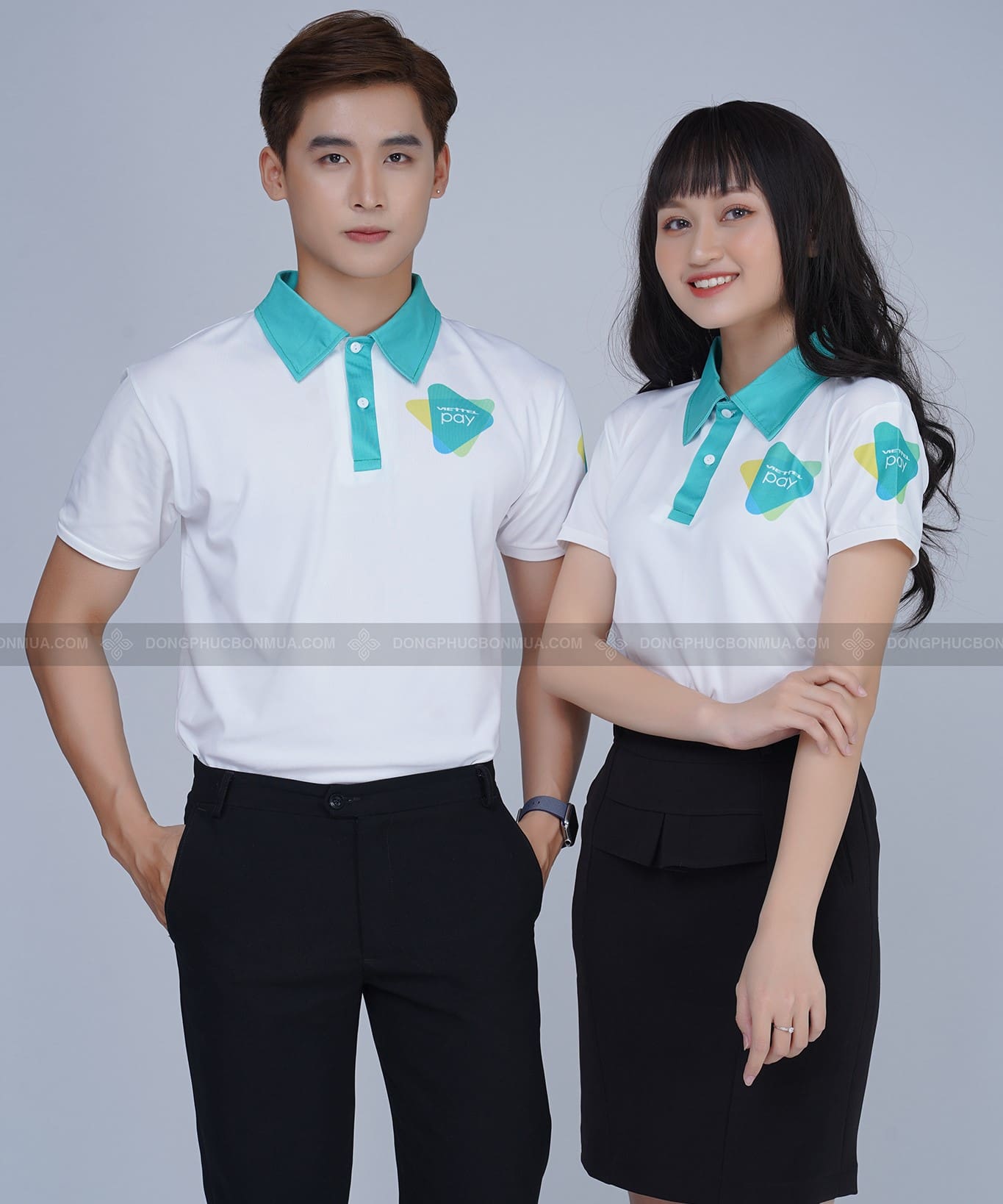 Áo thun đồng phục công ty màu trắng phối cổ xanh nước biển 5 Áo thun đồng phục công ty màu trắng phối cổ xanh nước biển - Ảnh 5