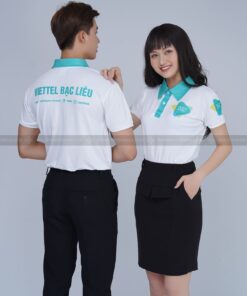 Áo thun đồng phục công ty màu trắng phối cổ xanh nước biển 10 HAN05487 1