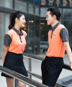 Áo đồng phục doanh nghiệp màu cam phối xám 11 VIN 0798