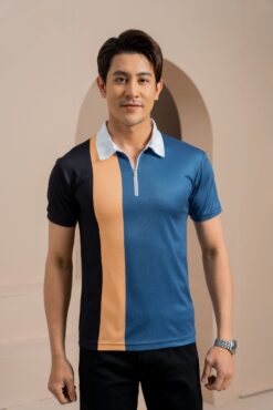 Đồng phục áo phông doanh nghiệp màu xanh phối cam, đen 11 ZEN07234 scaled 1