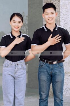 ao doanh nghiep mau den phoi trang dep
