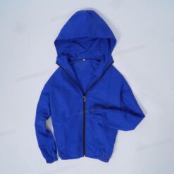 Đồng phục áo khoác gió một lớp liền mũ 15 ao khoac gio lien mu mau xanh duong