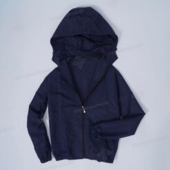 Đồng phục áo khoác gió một lớp liền mũ 14 ao khoac gio mau xanh than