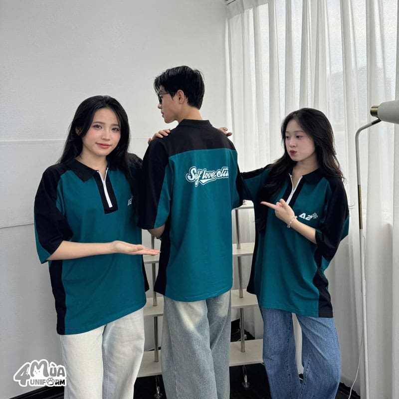 Đồng phục áo lớp GangZ màu xanh retro