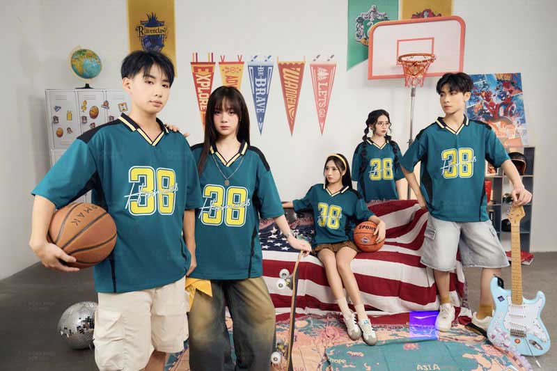 Đồng phục áo lớp Hoopster xanh retro