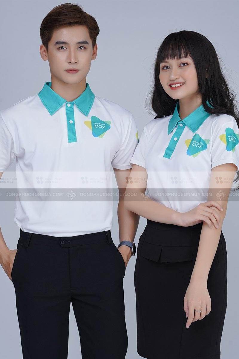 Áo thun đồng phục công ty màu trắng phối cổ xanh nước biển 9 Áo thun đồng phục công ty màu trắng phối cổ xanh nước biển - Ảnh 9