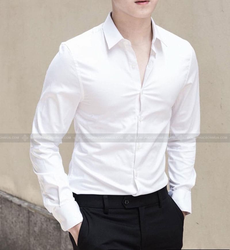 Áo sơ mi nam đồng phục công sở màu trắng thanh lịch 4 Kiểu dáng thiết kế sơ mi đồng phục công sở