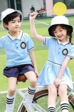Đồng phục học sinh mầm non cổ bẻ màu xanh nước biển nhạt 9 dong phuc mam non mau xanh nuoc bien nhat 683x1024 1