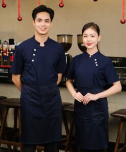 Áo đồng phục nhà hàng Tây Âu màu xanh than sang trọng