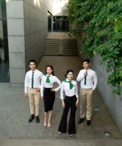 Đồng phục áo sơ mi ngân hàng VPBANK dài tay, cổ bẻ lịch sự, form Slim Fit, vải kate trơn 10 dong phuc somi ngan hang vp bank 02