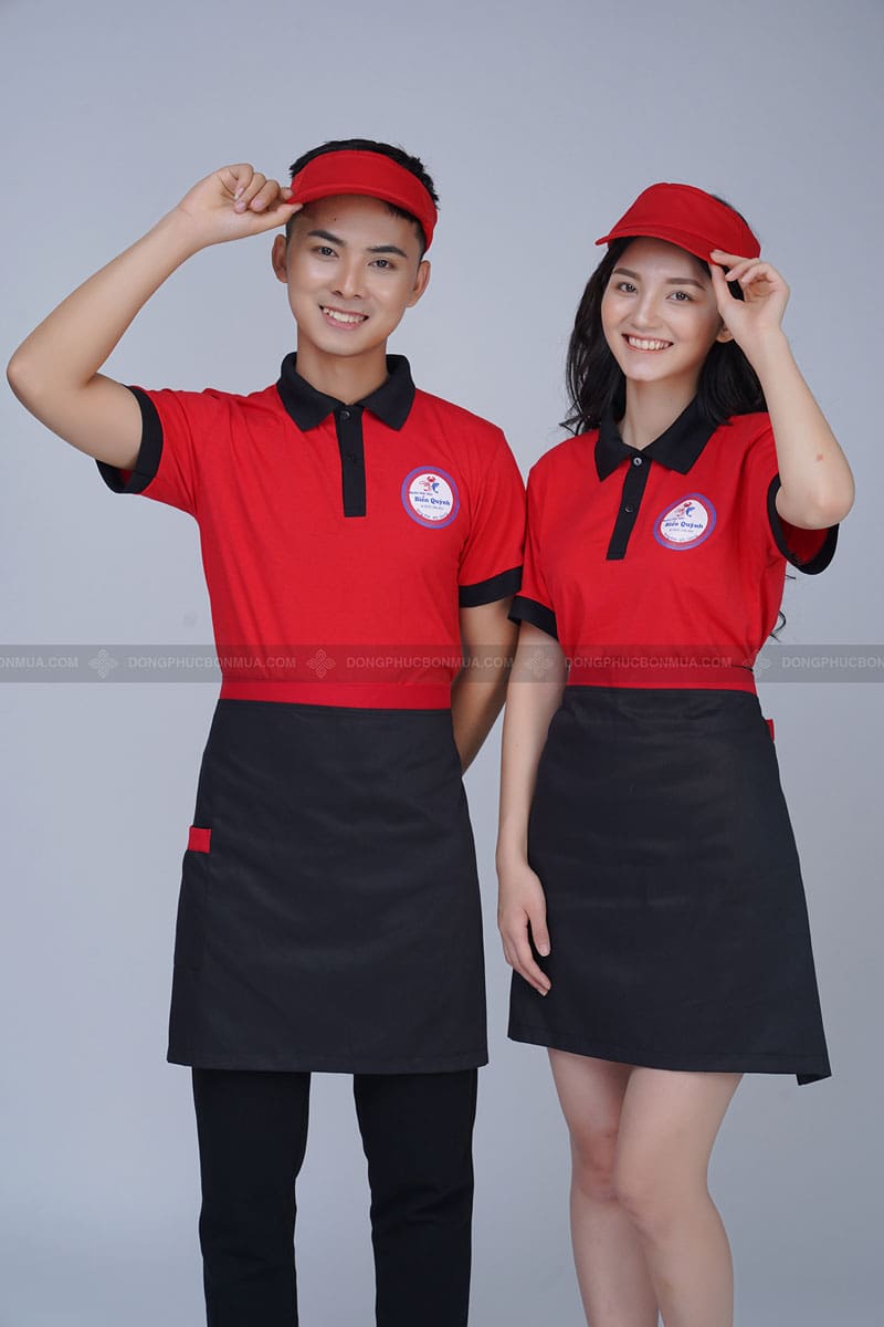 Đồng phục tạp dề nửa người 10 Chất liệu vải may đồng phục tạp dề nhà hàng