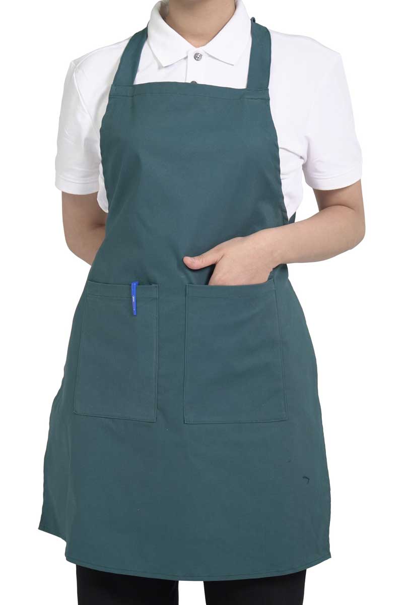 Tạp dề yếm cao cấp vải kaki trơn màu xanh phối 2 túi hộp 5 Tạp dề yếm cao cấp vải kaki trơn màu xanh phối 2 túi hộp - Ảnh 5