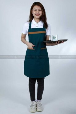 Tạp dề yếm cao cấp màu xanh phối rêu cam 7 mau ao dong phuc tap de yem cao cap