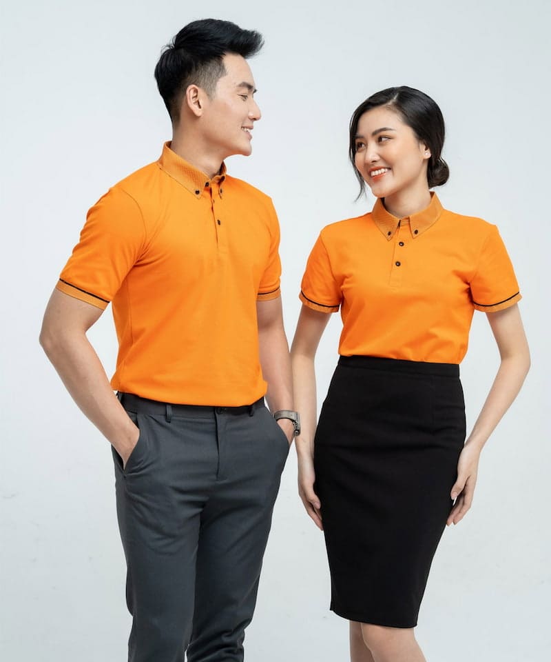 Áo thun có cổ đồng phục công ty màu cam, cổ họa tiết 6 Áo thun có cổ đồng phục công ty màu cam, cổ họa tiết - Ảnh 6