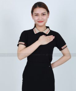 Áo thun đồng phục có cổ đen phối cổ be đen đỏ