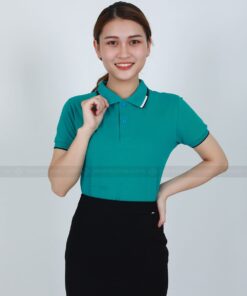 mau ban san ao polo xanh y phoi co xanh den trang