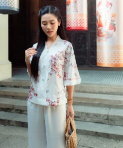 Pháp phục màu trắng vân hoa 18 phap phuc mau trang van hoa 6